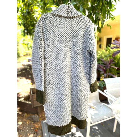 Elizabeth and James Oversized Green Grey Chunky Wool Mohair Long Sweater SZ XS/S - Picture 13 of 13